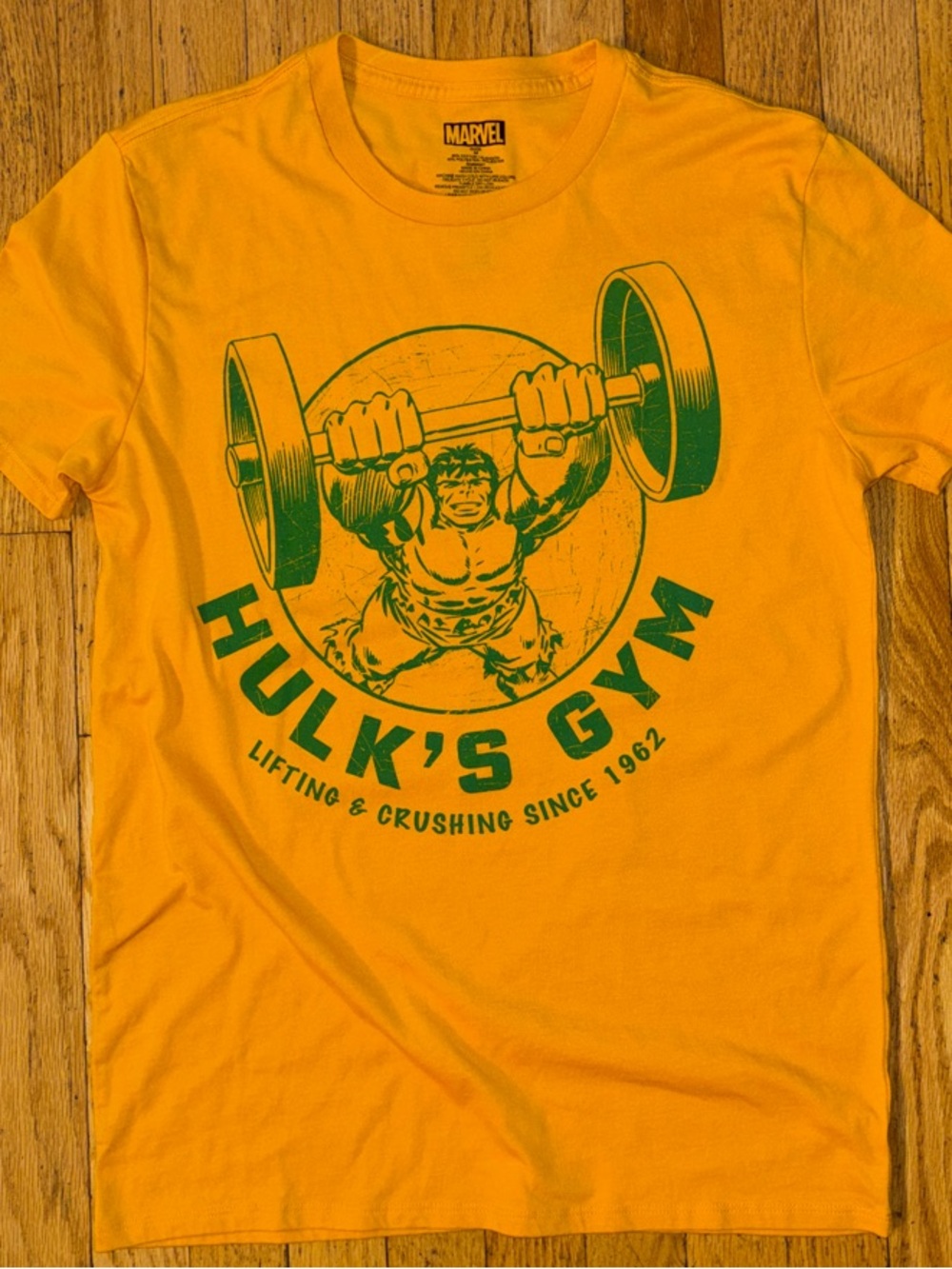 Marvel Incredible Hulk “Hulk’s Gym”Yellow Graphic T-Shirt - Medium